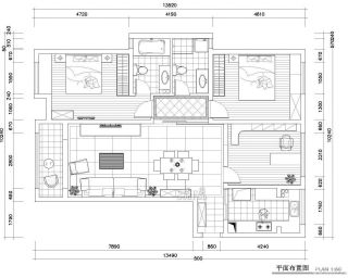 130平米两室两厅户型装修效果图2023