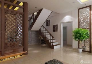 中式家装自建房楼梯设计效果图片欣赏