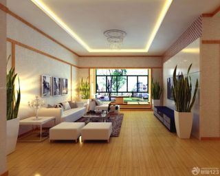 最新90平米日式客厅原木地板装修效果图片