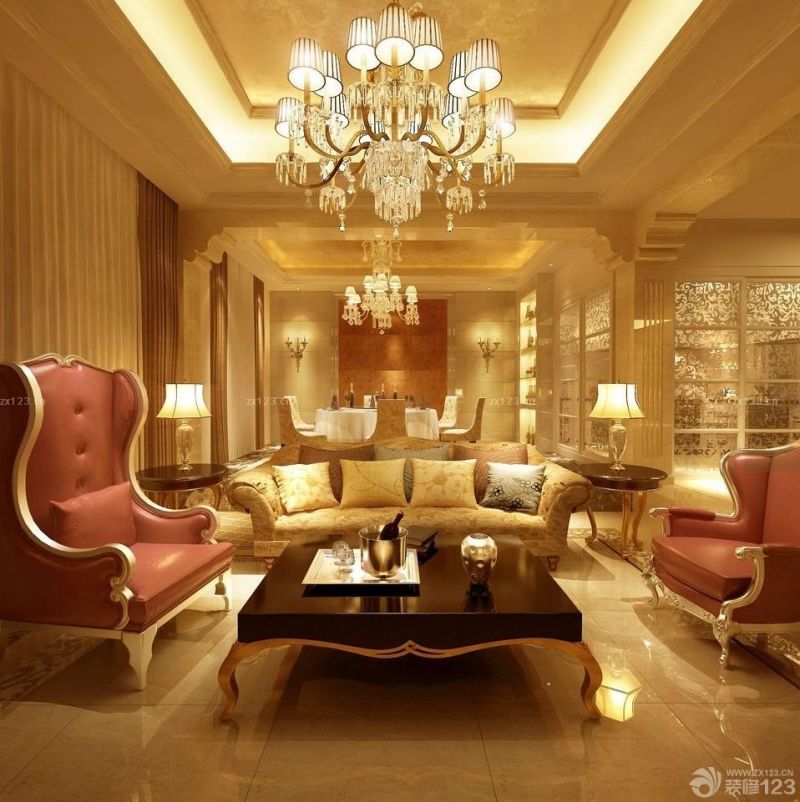 奢华欧式风格室内沙发靠背设计装修图片