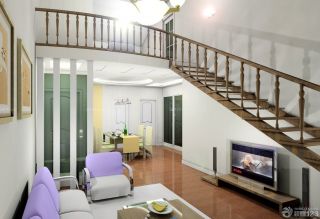 70平米带阁楼小户型房屋楼梯装修设计效果图片