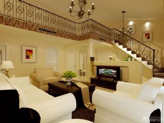 现代简欧风格150平米复式楼客厅装修图片