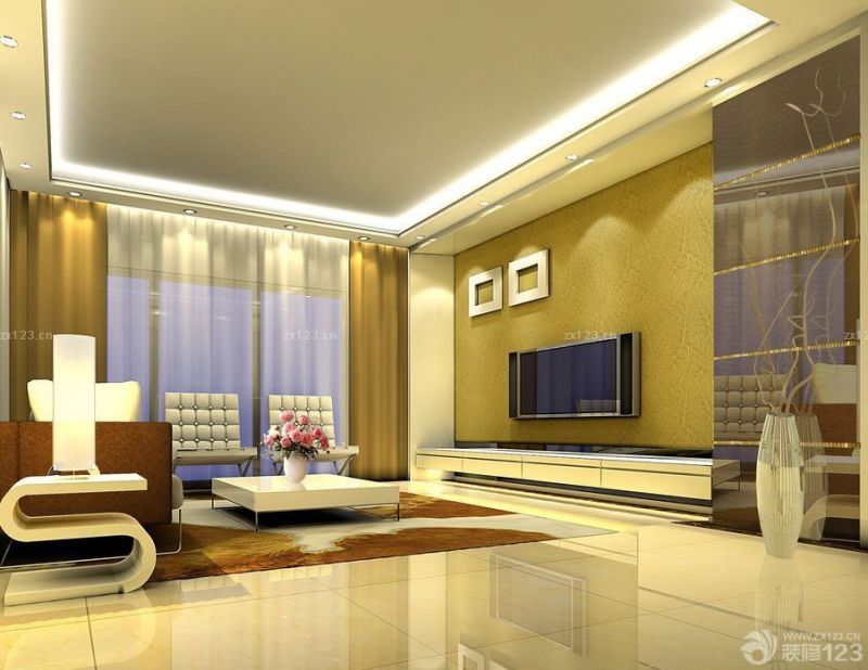 2025最新两室两厅房屋客厅电视背景墙壁纸图片