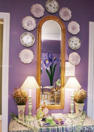 简欧风格紫色墙面装修效果图片大全