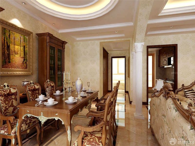 新古典欧式风格家庭餐厅装修效果图片