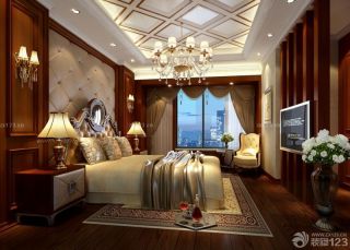 140平米家装卧室美式大床设计效果图片大全