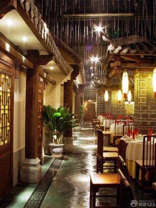 最新中式酒店餐厅大厅工装装修效果图