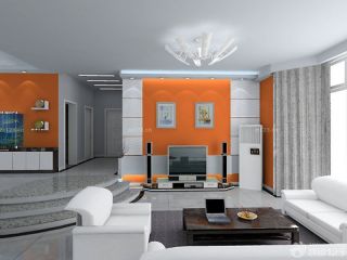 时尚简约家装客厅电视柜电视墙设计效果图