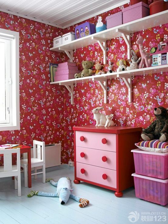 欧式风格儿童房红色墙面装修效果图片欣赏