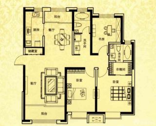 2023最新130平米两室两厅两卫别墅户型图片