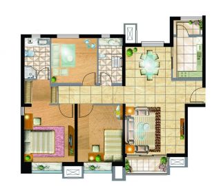 2023经典130平米两室两厅两卫别墅户型图