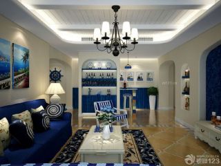 地中海风格客厅布艺沙发装修效果图片大全