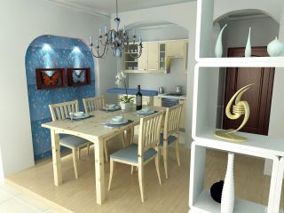 地中海风格80~90平方小户型餐厅装修效果图片