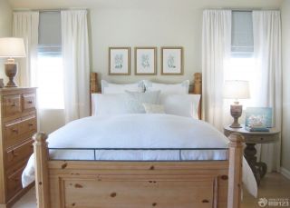 最新70平米装修样板房卧室木床装修效果图片大全