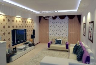 最新70平小户型客厅液晶电视背景墙装修效果图片