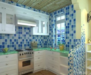 最新家装90平地中海风格厨房瓷砖装修图片