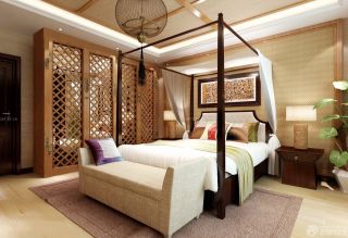 最新80后东南亚风格实木家具卧室装修风格效果图大全
