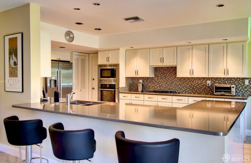 迷死80后装修风格开放式厨房吧台设计图片大全