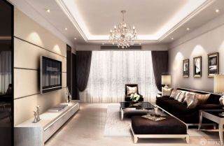 80平米客厅纯色窗帘装修图2023