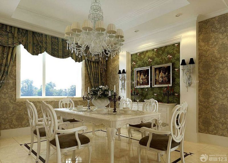欧式古典风格餐厅室内壁纸装修效果图欣赏