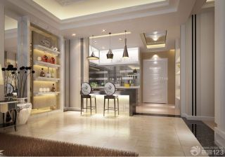 最新欧式开放式厨房吧台设计效果图2023