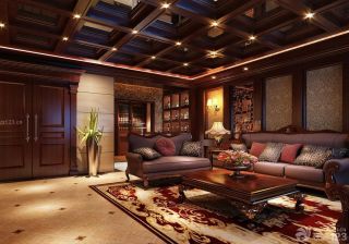 美式风格客厅天花板设计效果图片