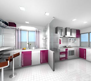 90平米房屋现代家庭厨房装修效果图片