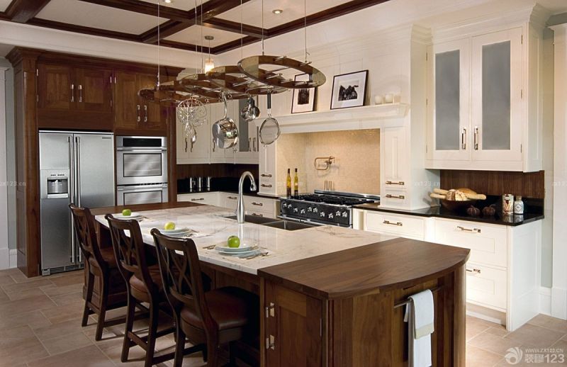 最新欧式室内装修美式实木餐桌设计效果图大全 