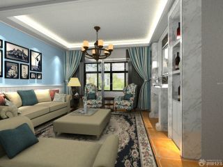 最新80平米小户型美式地毯客厅家具摆放效果图片