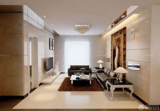 最新现代混搭风格三室两厅客厅装修设计图 