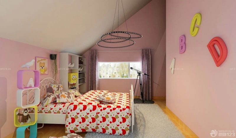 80平米带阁楼创意儿童房间装修效果图