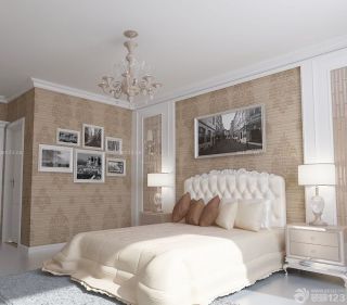 家装90平米两室一厅卧室背景墙壁纸装修设计效果图