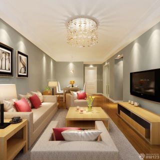 80平米房屋客厅实木家具装修设计效果图片