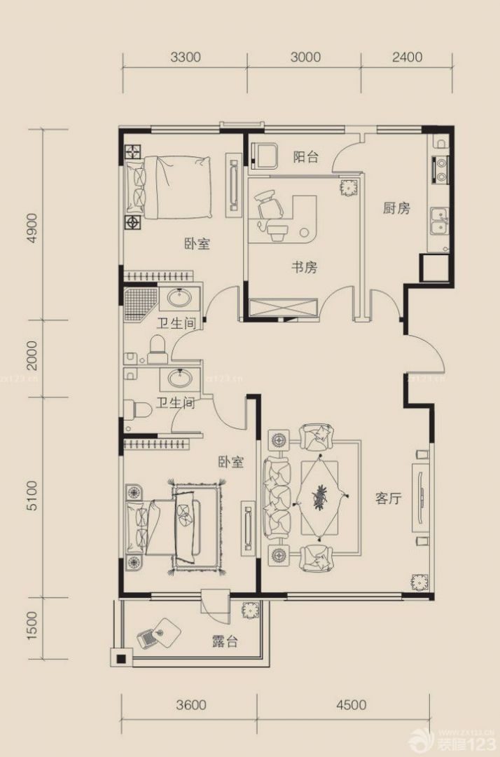 实用房屋设计图三室一厅书房设计图片