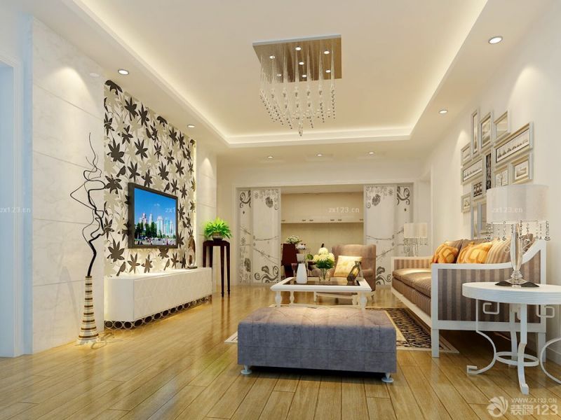 2025最新小两室客厅电视背景墙壁纸装修效果图