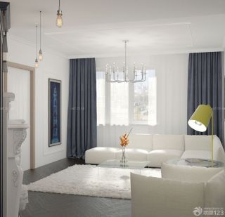 精致两室一厅纯色窗帘装修效果图大全2023图片