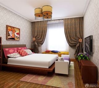 90平米家装设计卧室窗帘搭配效果图