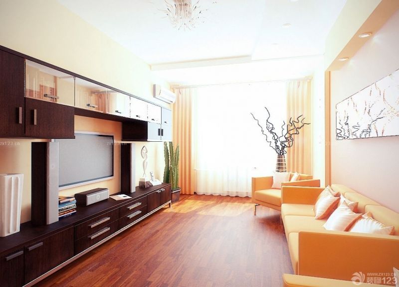 经典两室一厅家装客厅组合电视柜装修效果图大全2023图片