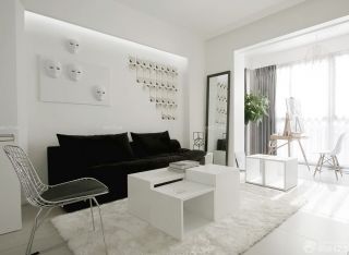 60平米两室一厅小户型客厅白色茶几装修效果图