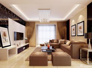 60平米两室一厅小户型客厅布艺组合沙发装修图片