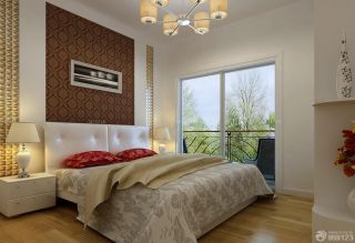 田园风格小户型中式卧室床头背景墙装修效果图欣赏