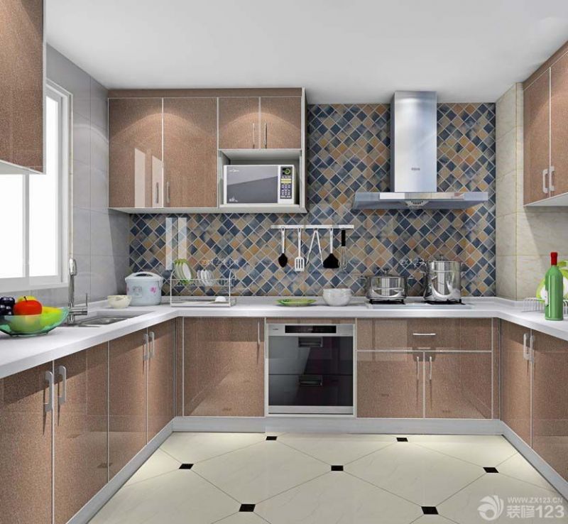 2023美式90平米厨房墙面瓷砖装修效果图