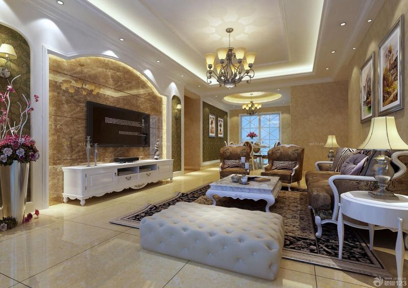 2025欧式风格小户型装修设计沙发凳装修效果图片