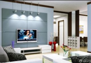 2023小户型电视墙设计白色茶几装修效果图片