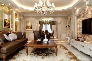欧式风格客厅真皮沙发装修效果图欣赏