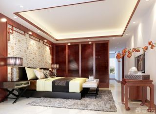 2023最新中式古典别墅卧室床头背景墙设计图片