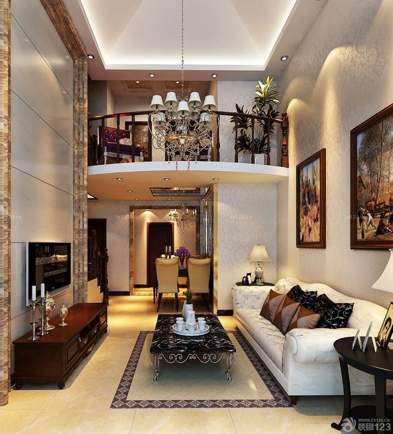 别墅大厅欧式背景墙装修效果图欣赏