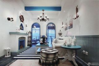 地中海风格家居客厅设计灯具图片2023