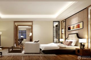 最新现代别墅建筑卧室双人床装修效果图片