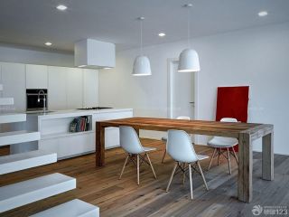 家装复式公寓厨房餐厅一体装修效果图